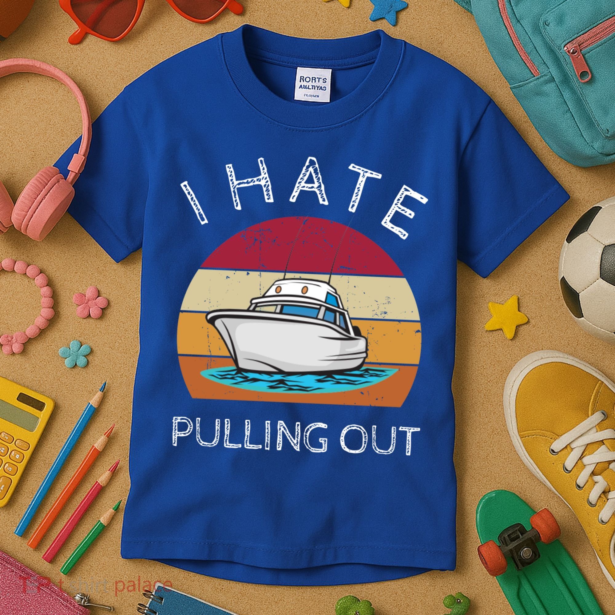 I Hate Pulling Out Retro Boating Boat Captain Gift Kids T-Shirt