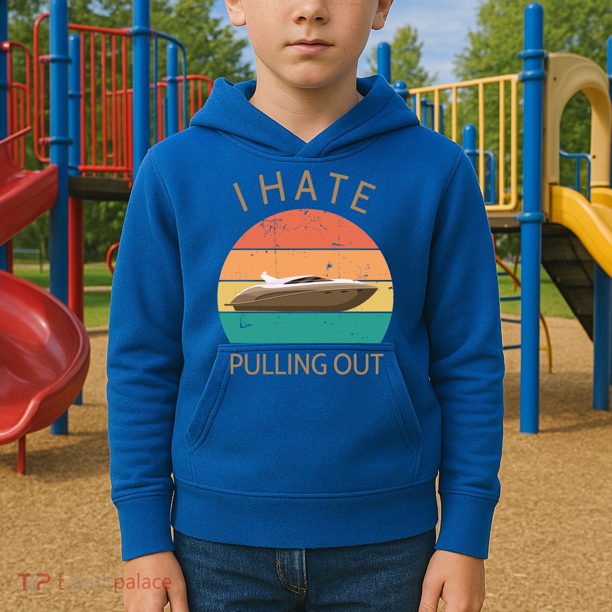 I Hate Pulling Out Retro Boating Boat Captain Gift Kids Hoodie