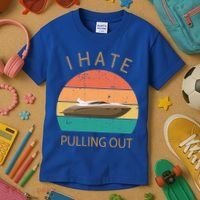 I Hate Pulling Out Retro Boating Boat Captain Gift Kids T-Shirt thumb 3