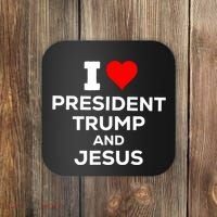 I Heart President Trump And Love Jesus Coaster thumb 0
