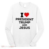 I Heart President Trump And Love Jesus Long Sleeve Shirt thumb 0