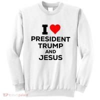 I Heart President Trump And Love Jesus Sweatshirt thumb 0