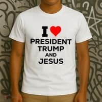 I Heart President Trump And Love Jesus T-Shirt thumb 3