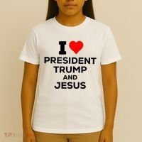I Heart President Trump And Love Jesus T-Shirt thumb 4