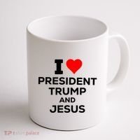 I Heart President Trump And Love Jesus Coffee Mug thumb 1