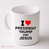 I Heart President Trump And Love Jesus Coffee Mug thumb 0