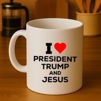 I Heart President Trump And Love Jesus Coffee Mug thumb 4