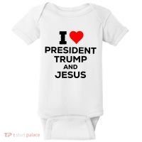I Heart President Trump And Love Jesus Baby Bodysuit thumb 0