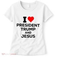 I Heart President Trump And Love Jesus Women's T-Shirt thumb 0