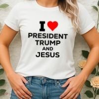 I Heart President Trump And Love Jesus Women's T-Shirt thumb 2
