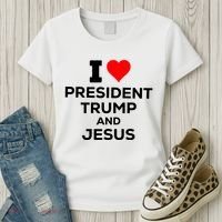 I Heart President Trump And Love Jesus Women's T-Shirt thumb 3