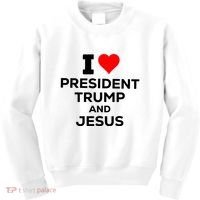 I Heart President Trump And Love Jesus Kids Sweatshirt thumb 0