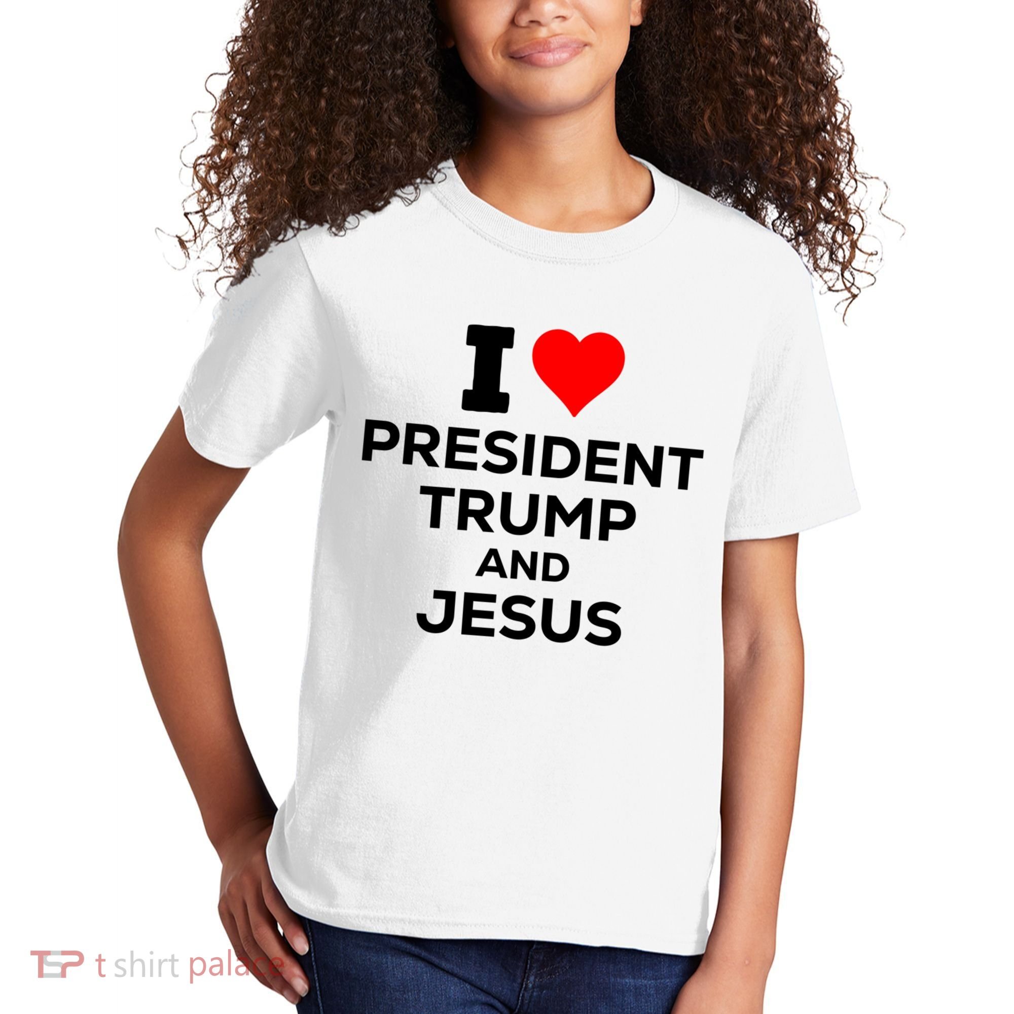 I Heart President Trump And Love Jesus Kids T-Shirt