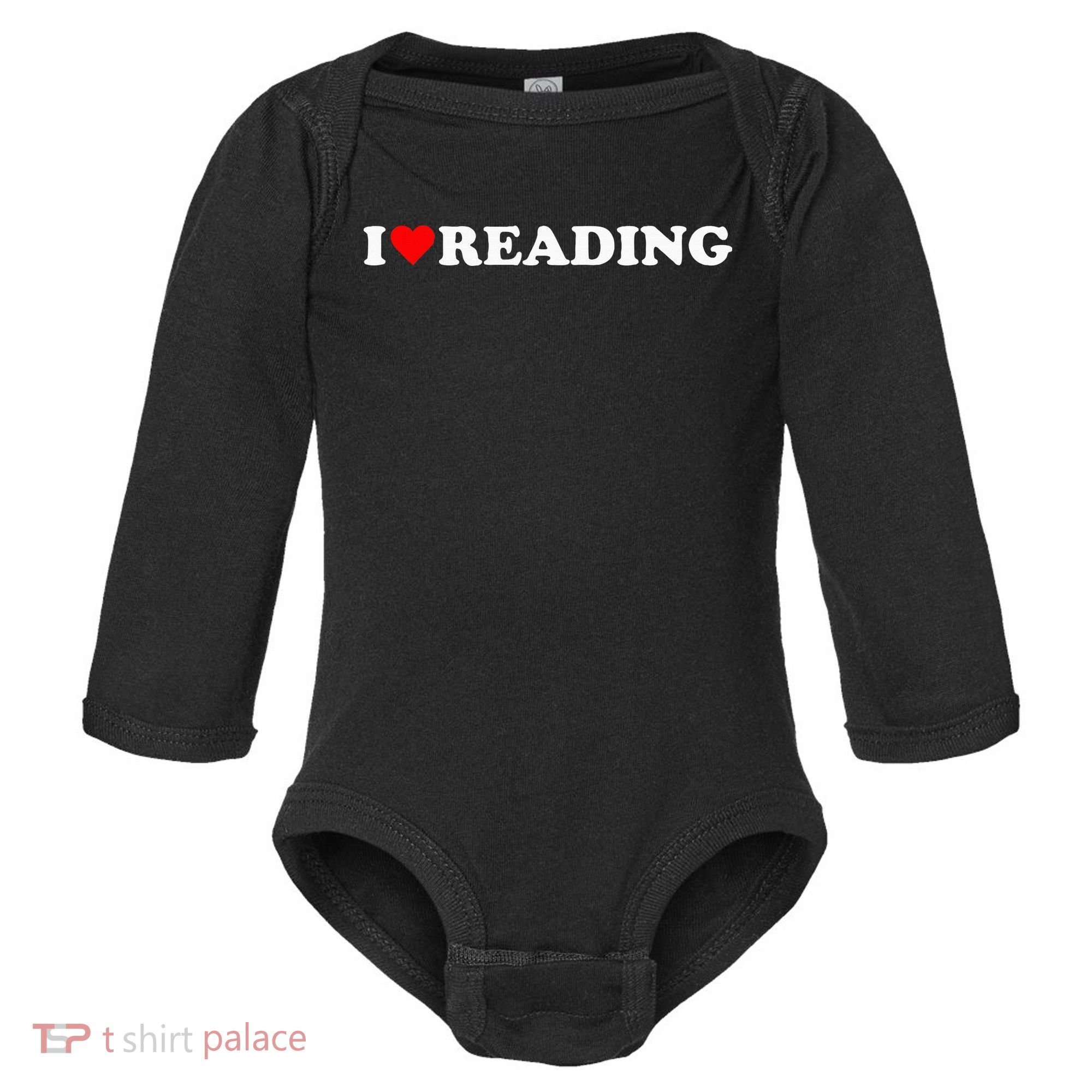 I Heart Reading I Love Reading Cute Red Heart Books Lover Baby Long Sleeve Bodysuit