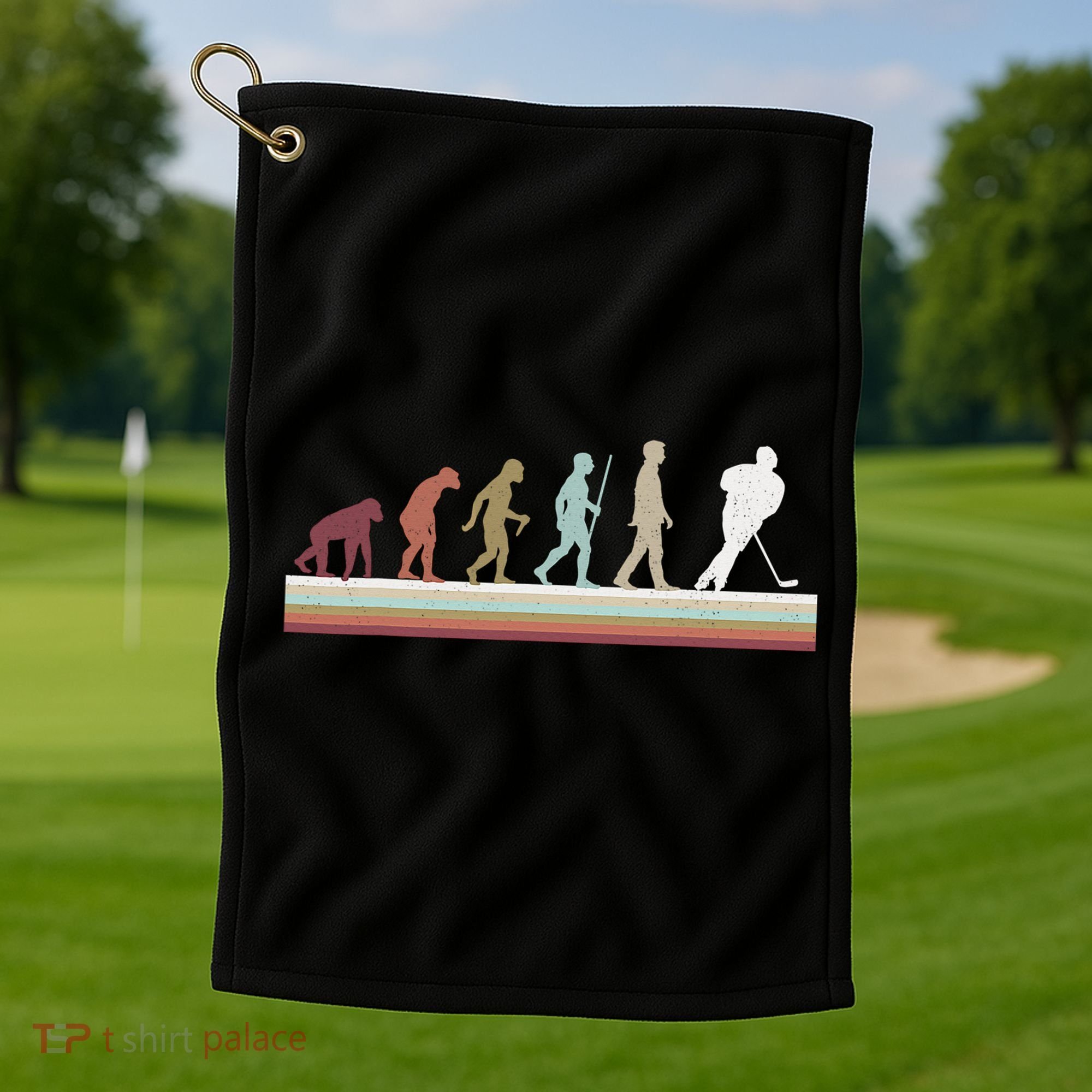 Ice Hockey Retro Evolution For Hockey Player Golf Towel