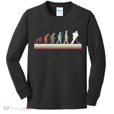 Ice Hockey Retro Evolution For Hockey Player Kids Long Sleeve Shirt