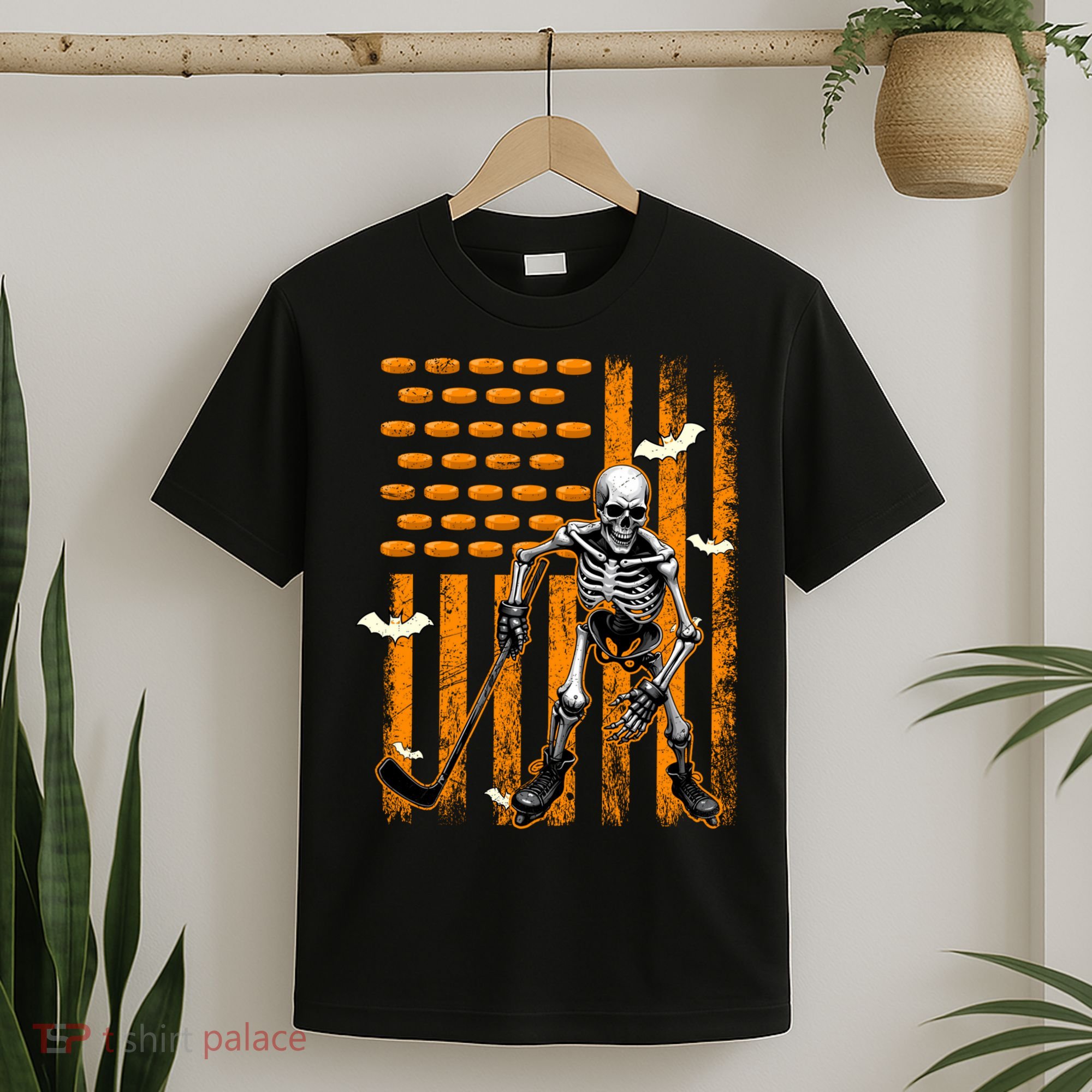 Ice Hockey Skeleton Halloween Ice Hockey Player T-Shirt