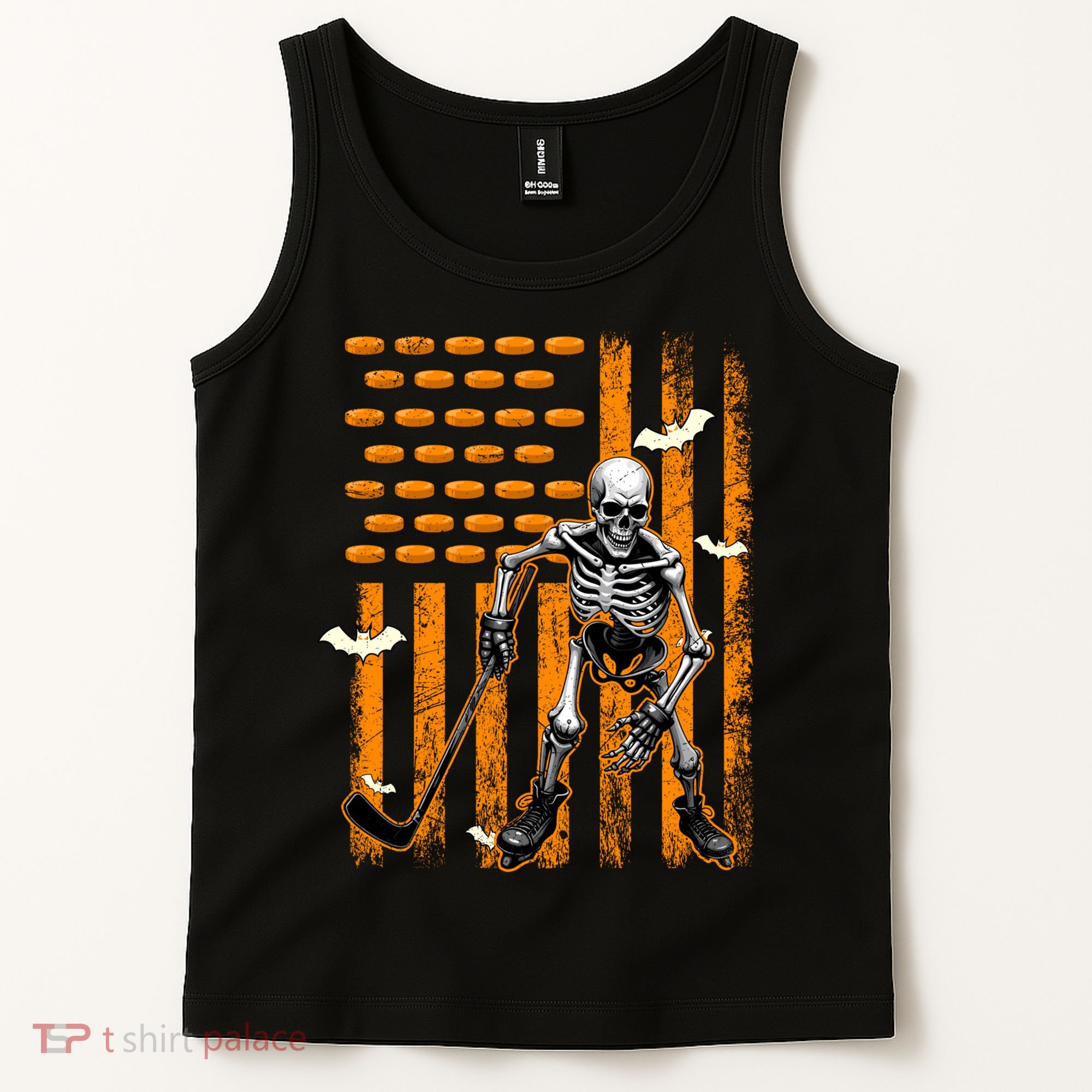 Ice Hockey Skeleton Halloween Ice Hockey Player Tank Top