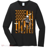 Ice Hockey Skeleton Halloween Ice Hockey Player Women's Long Sleeve Shirt thumb 0