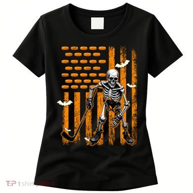 Ice Hockey Skeleton Halloween Ice Hockey Player Women's T-Shirt