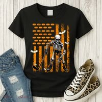 Ice Hockey Skeleton Halloween Ice Hockey Player Women's T-Shirt thumb 3
