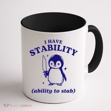 I Have Stability Ability To Stab Funny Penguin Coffee Mug back