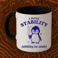 I Have Stability Ability To Stab Funny Penguin Coffee Mug thumb 2