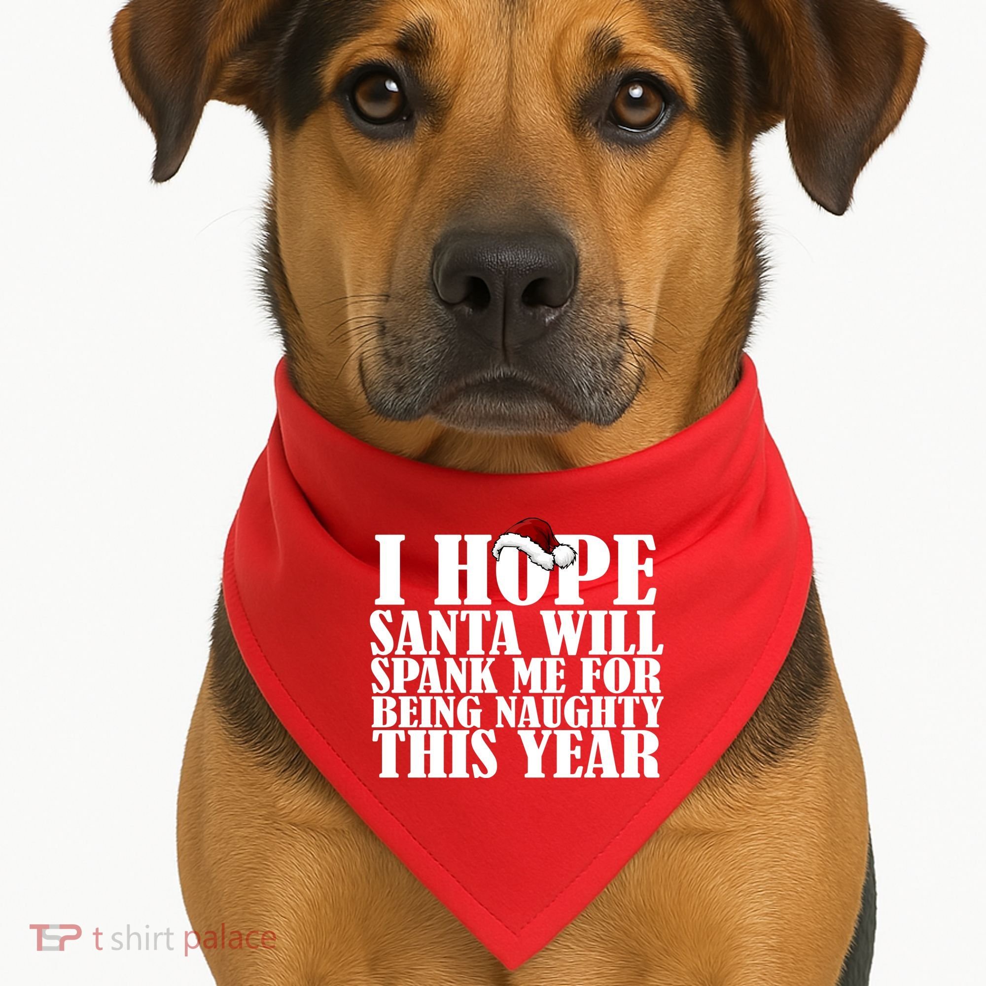 I Hope Santa Will Spank Me For Being Naughty This Year USA-Made Doggie Bandana