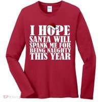 I Hope Santa Will Spank Me For Being Naughty This Year Women's Long Sleeve Shirt thumb 0