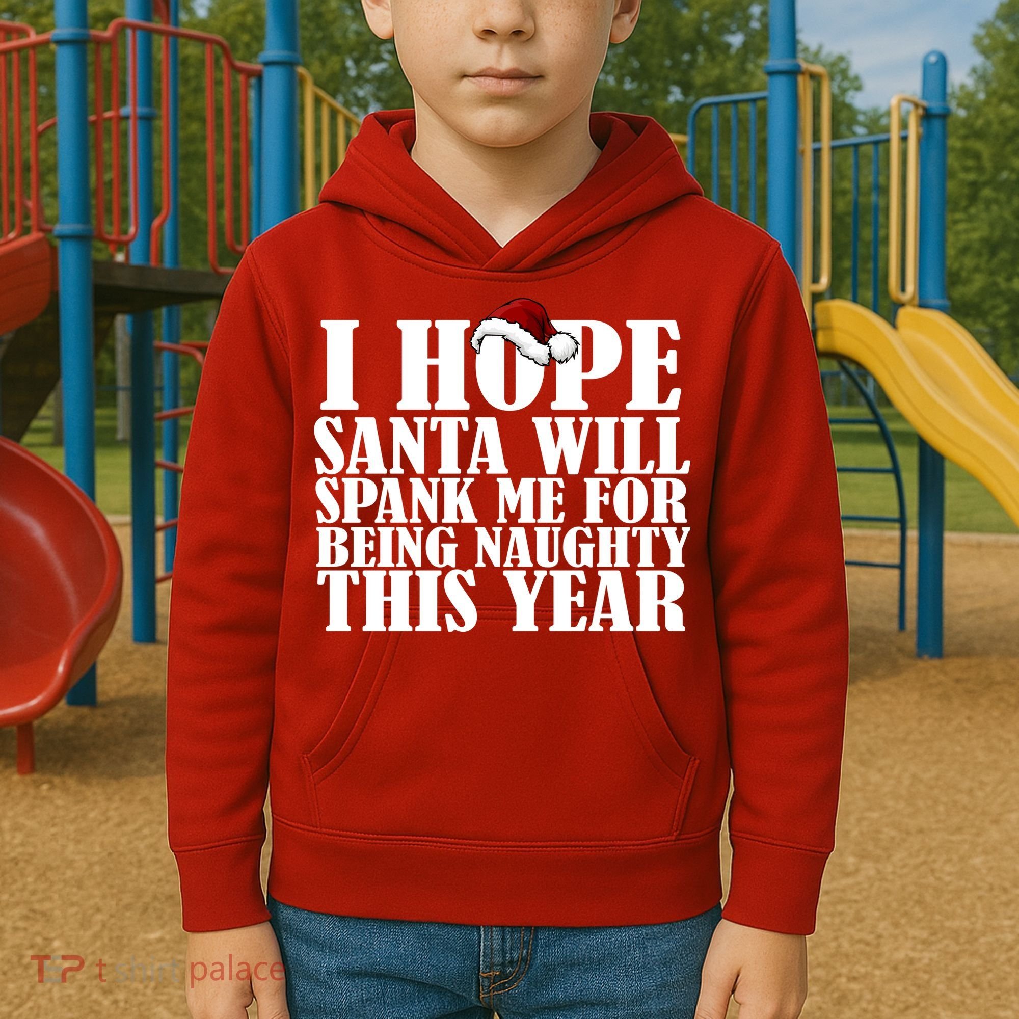 I Hope Santa Will Spank Me For Being Naughty This Year Kids Hoodie