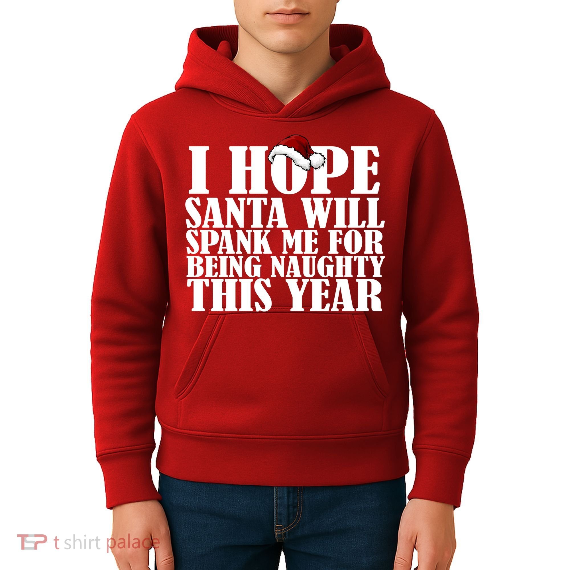 I Hope Santa Will Spank Me For Being Naughty This Year Kids Hoodie