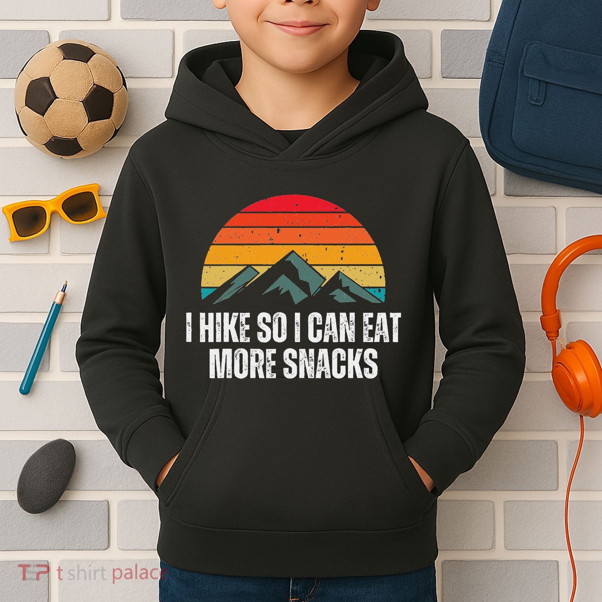 I Hike So I Can Eat More Snacks As A Funny Hiking Kids Hoodie