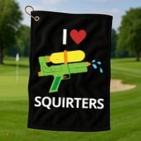 I Heart Squirters Funny Water Gun Golf Towel thumb 1