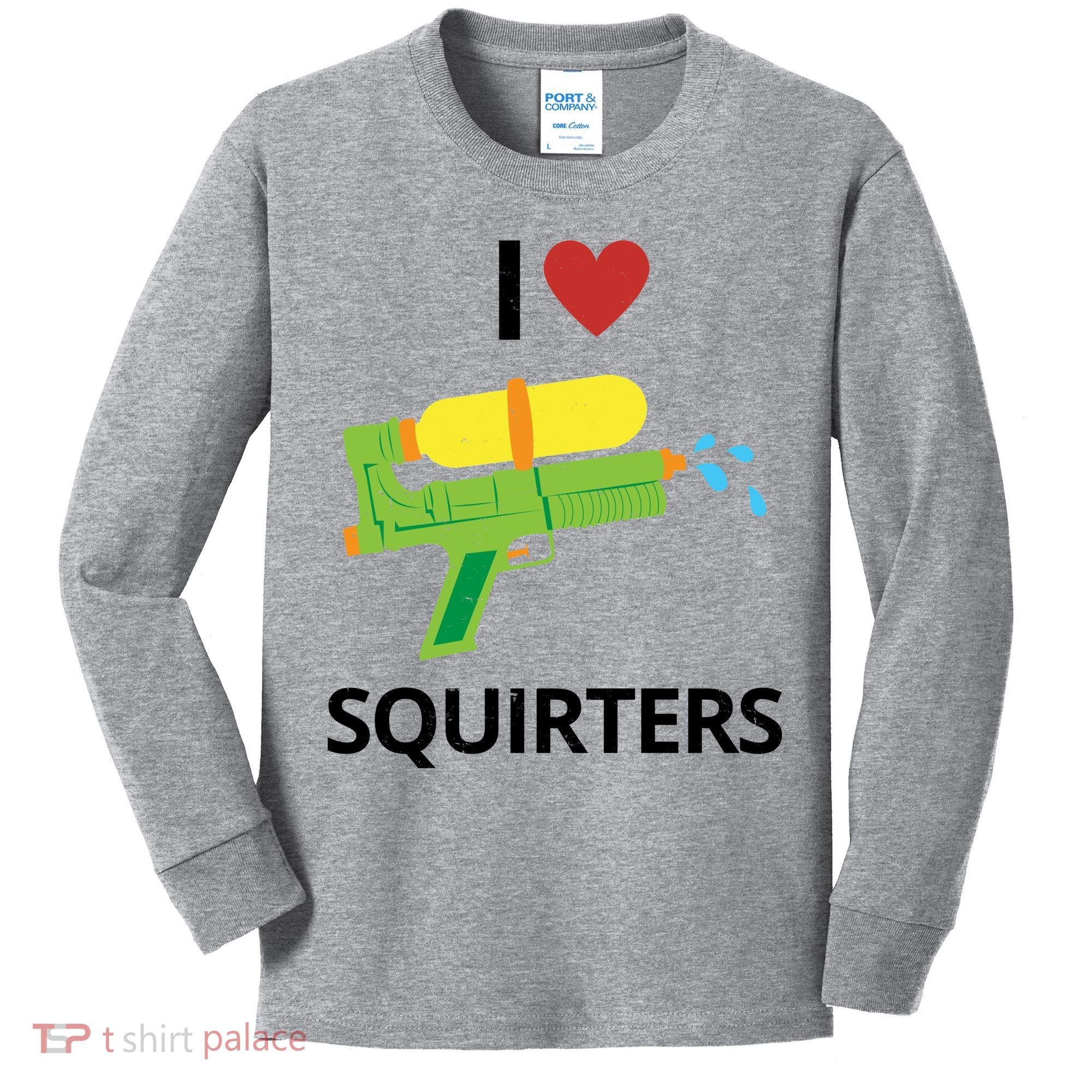 I Heart Squirters Funny Water Gun Kids Long Sleeve Shirt