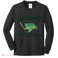 I Have Stability Ability To Stab Funny Frog Kids Long Sleeve Shirt thumb 0