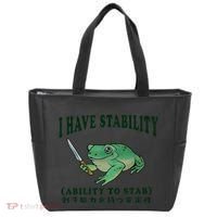 I Have Stability Ability To Stab Funny Frog Tote Bag thumb 0