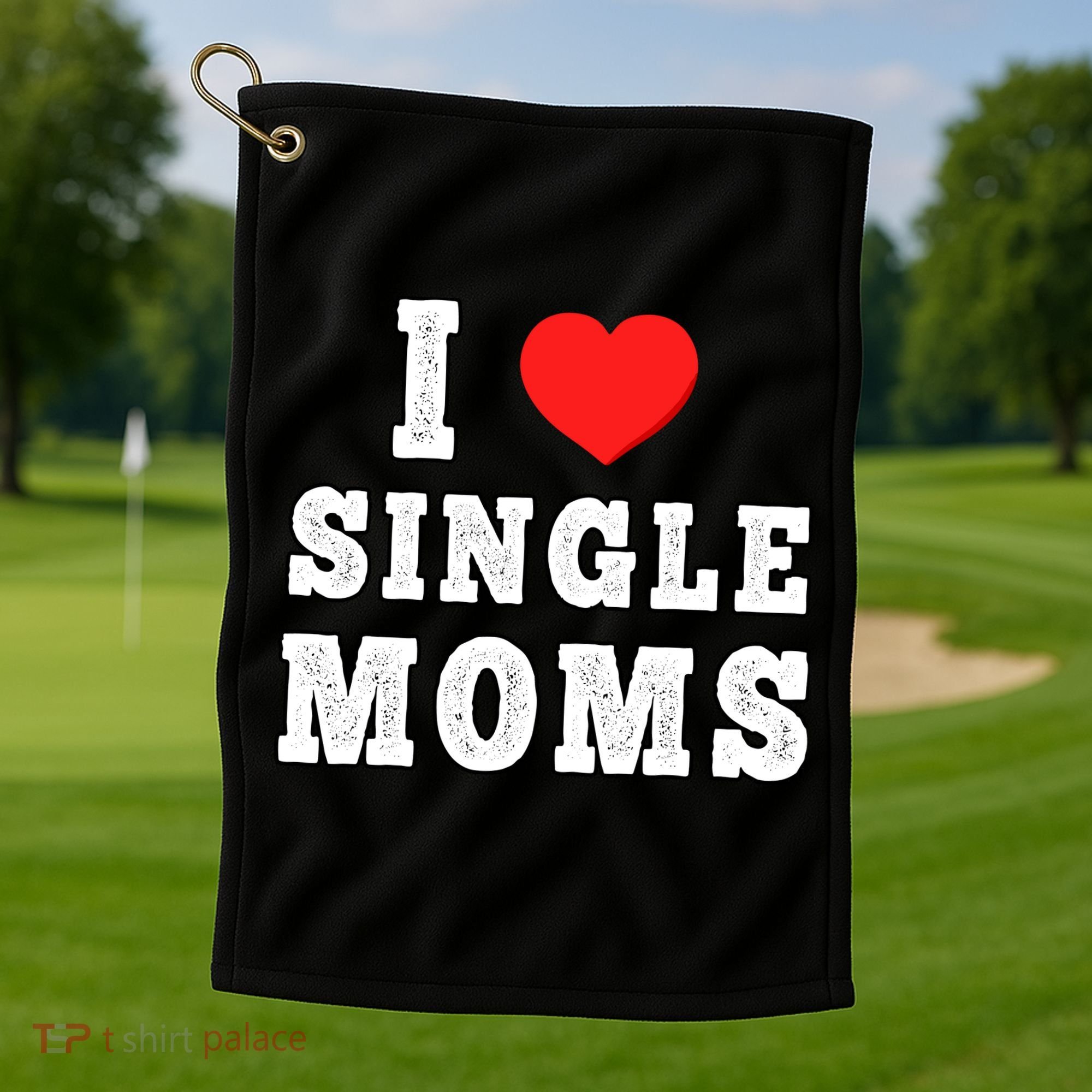 I Heart Single Moms Funny I Love Single Mommy Golf Towel