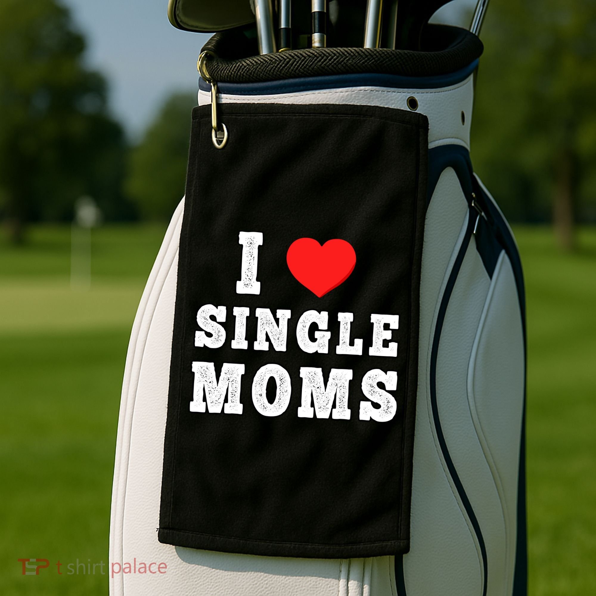 I Heart Single Moms Funny I Love Single Mommy Golf Towel