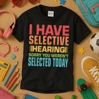 I Have Selective Hearing Sorry You Werent Selected Today Kids T-Shirt thumb 3