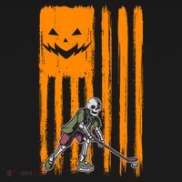 Ice Hockey Skeleton Halloween Boys American Pumpkin Flag Gift Women's Hoodie thumb 2