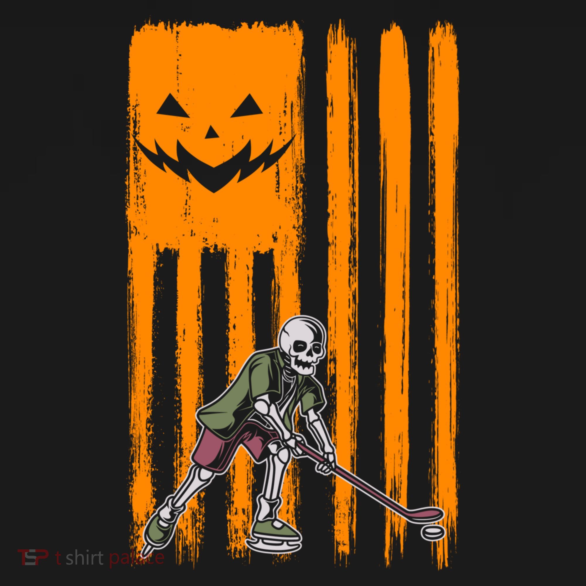 Ice Hockey Skeleton Halloween Boys American Pumpkin Flag Gift Women's Hoodie
