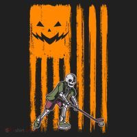 Ice Hockey Skeleton Halloween Boys American Pumpkin Flag Gift Hat thumb 2