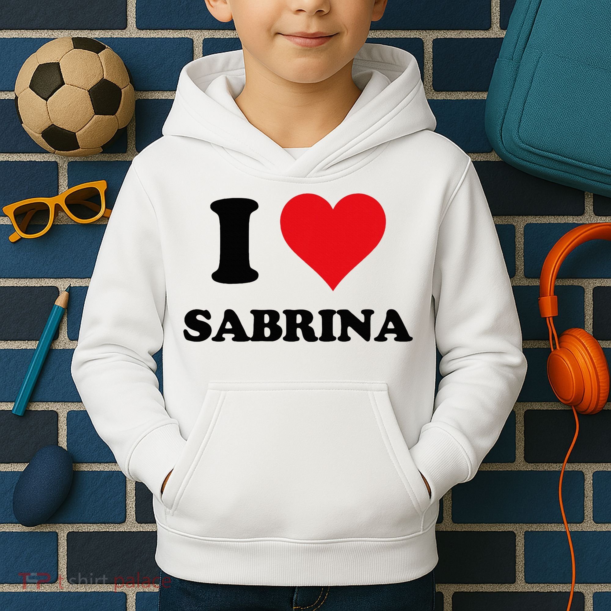 I Heart Sabrina First Name I Love Personalized Stuff Kids Hoodie