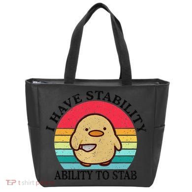 I Have Stability Ability To Stab Meme Funny Duck Retro Tote Bag