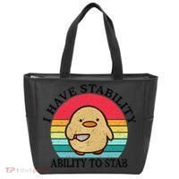 I Have Stability Ability To Stab Meme Funny Duck Retro Tote Bag thumb 0