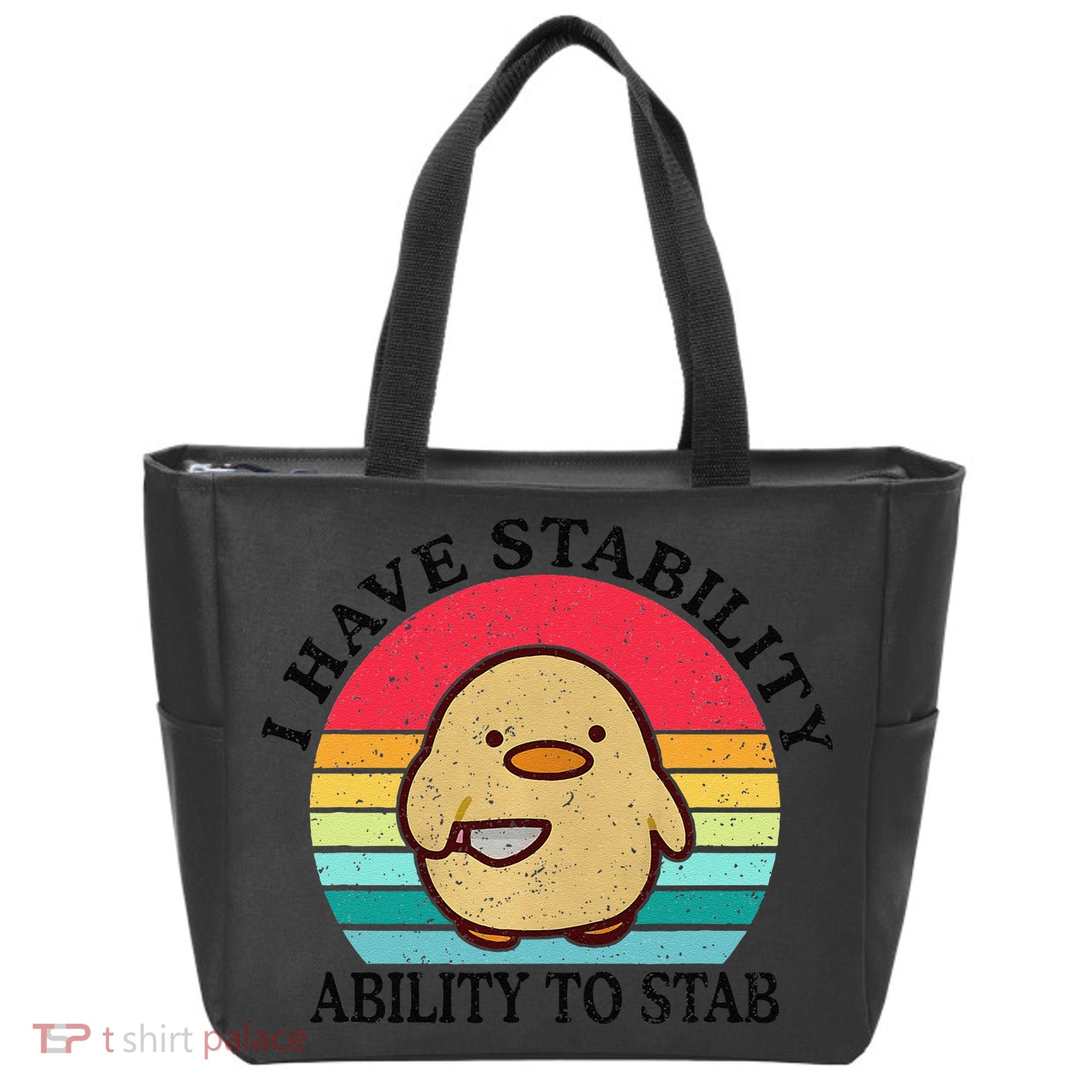 I Have Stability Ability To Stab Meme Funny Duck Retro Tote Bag