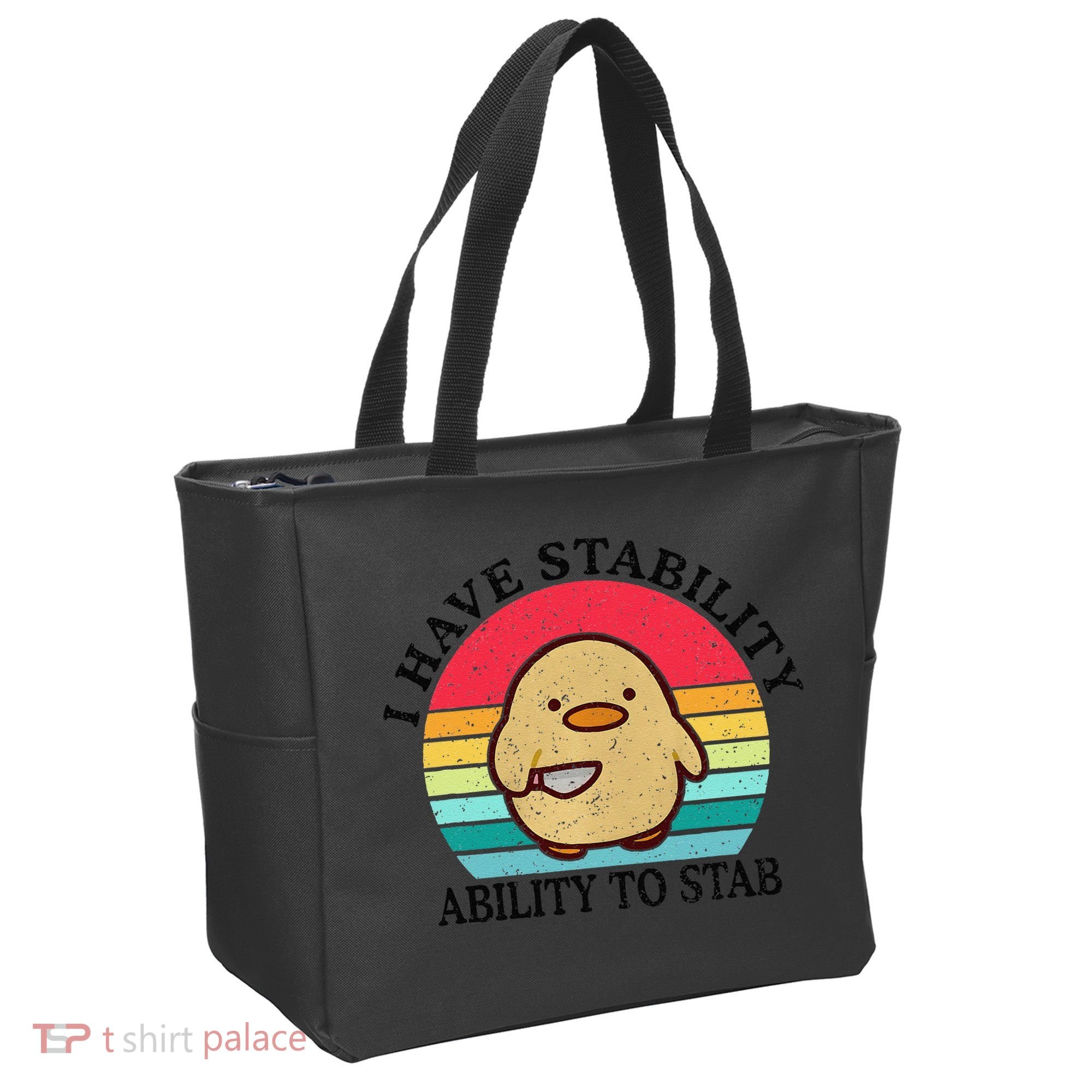 I Have Stability Ability To Stab Meme Funny Duck Retro Tote Bag