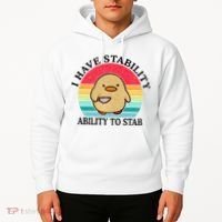 I Have Stability Ability To Stab Meme Funny Duck Retro Hoodie thumb 2