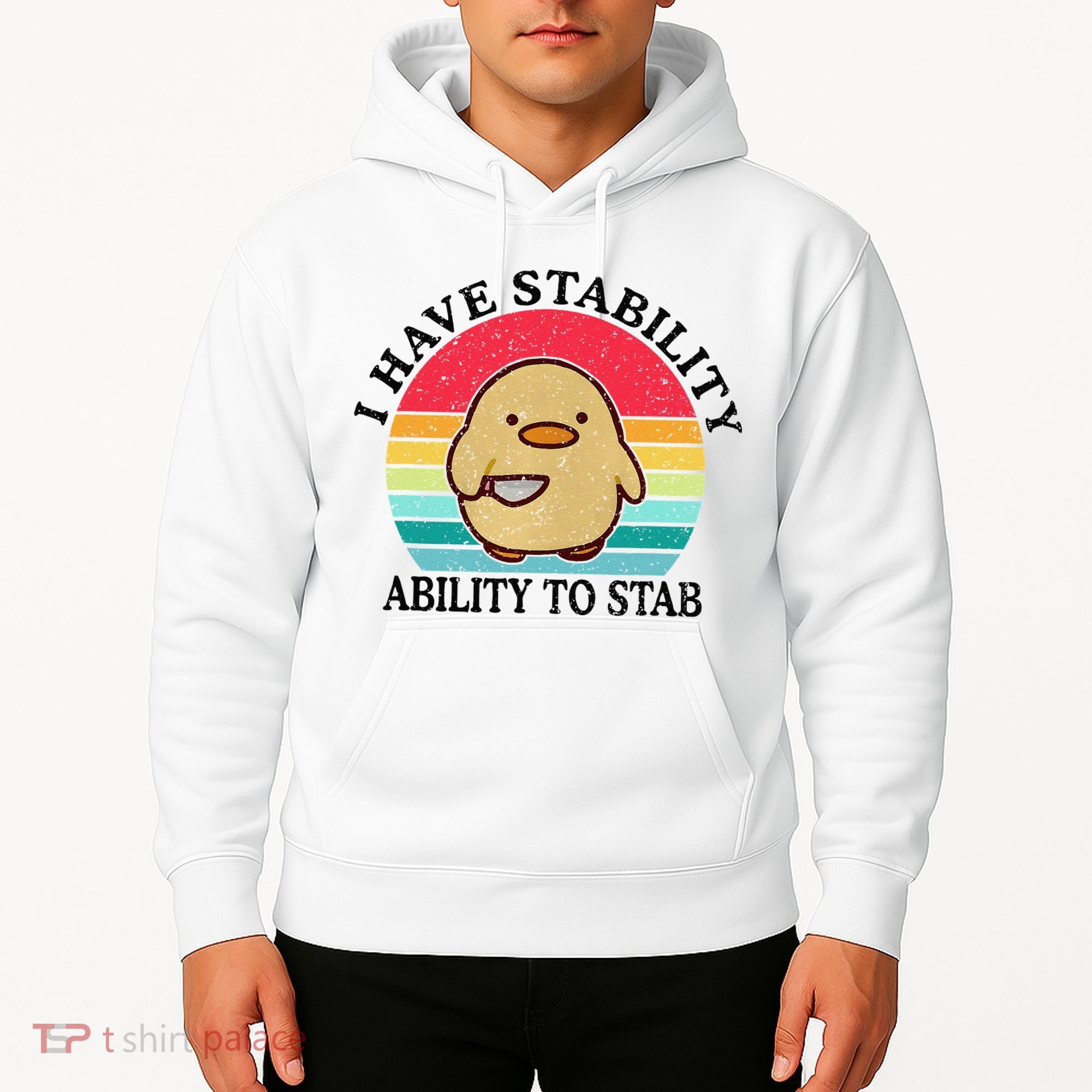 I Have Stability Ability To Stab Meme Funny Duck Retro Hoodie