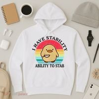 I Have Stability Ability To Stab Meme Funny Duck Retro Hoodie thumb 3